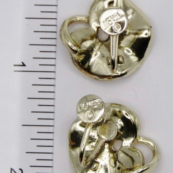 VINTAGE LISNER LILY PAD EARRINGS - Picture 2 of 2